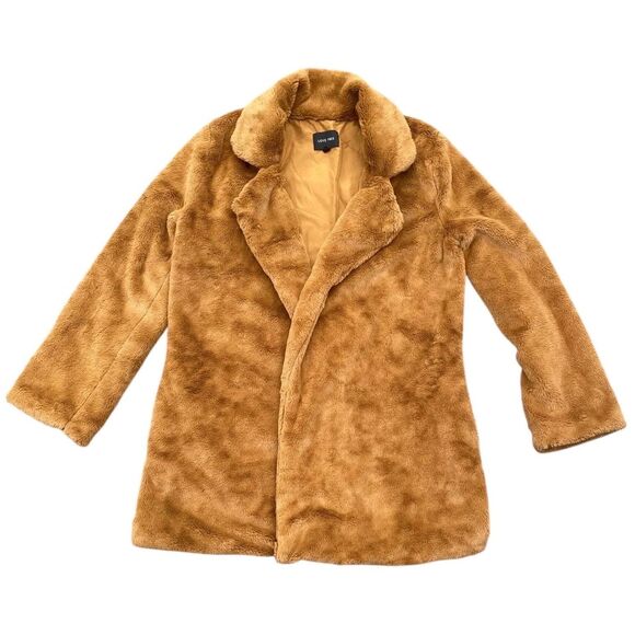 Love Tree Teddy Coat M Tan Brown Faux Fur Sherpa Jacket Boho Mob Wife Style - Picture 5 of 16